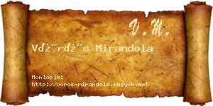 Vörös Mirandola névjegykártya